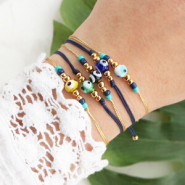 Set di ispirazione Divertente da creare: braccialetti con perline di vetro 'occhio di Allah'