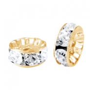 Perline strass 8 mm rondella oro - cristallo