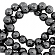 Perline di ematite 6 mm tonda grigio antracite