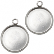 Ciondoli in acciaio inossidabile castone per cabochon 20mm argento