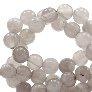 Perline in pietra naturale Calcedonio (Quarzo) e Agata 6mm grigio opale