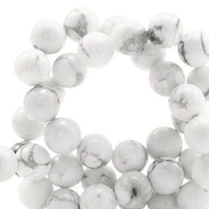 Perline in pietra naturale Magnesite 6mm bianco-grigio