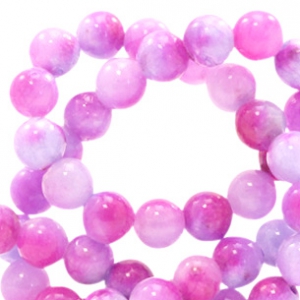 Perline in pietra naturale 6 mm effetto acquerello bicolore lavanda - rosa