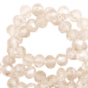 Perline sfaccettate 4x3 mm rondella champagne chiaro - effetto perlato