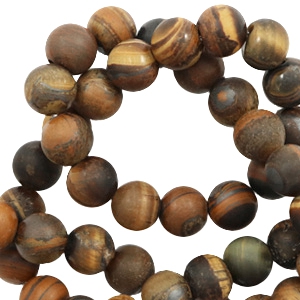 Perline in pietra naturale Quarzo, Agata en Occhio di tigre modelli 8mm opaca marrone scuro