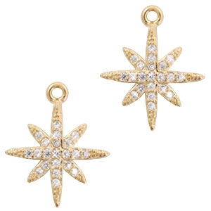 Ciondoli di metallo BQ strass stella oro (privo di nichel)