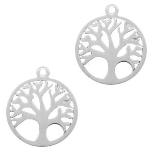 Ciondoli in acciaio inossidabile 14 mm a forma di albero della vita argento