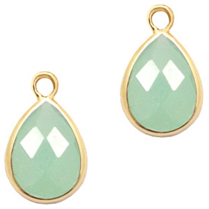 Pendenti di vetro Crystal Glass 11x7mm a forma di goccia verde opale - oro