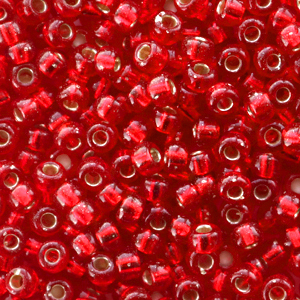 Rocailles Miyuki 8/0 Silverlined flame red 8 - 10