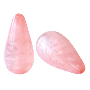 Perline Polaris Elements a forma di goccia Mosso lucida rosa corallo nuvole