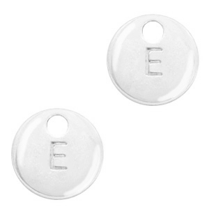 Ciondoli di metallo BQ con disegno lettera E argento antico (privo di nichel)