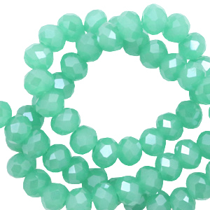 Perline sfaccettate 4x3 mm rondella verde smeraldo chiaro - effetto perlato