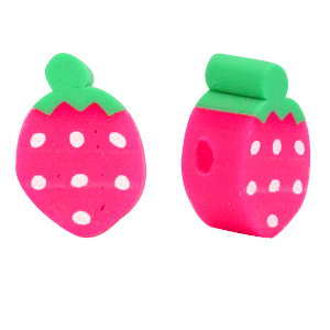 Perline di polimero a forma di fragola rosa-verde