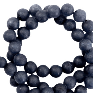 Perline in pietra naturale Quarzo 6mm opaca blu mezzanotte