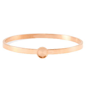 Polaris Steel in acciaio inossidabile bracciale bangle con castone per cabochon 7mm Swarovski SS34 oro rosa