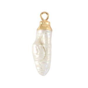 BQ Perle di acqua dolce ciondolo tubo oro-bianco naturale