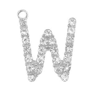 Ciondoli di metallo BQ lettera W con strass argento antico