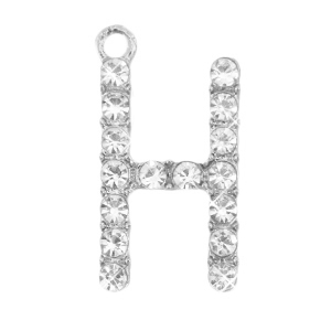 Ciondoli di metallo BQ lettera H con strass argento antico