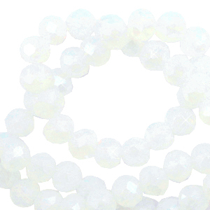 Perline sfaccettate 3x2mm rondella bianco brillante cristallo-effetto perlato