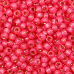 Rocailles Miyuki 8/0 Duracoat silverlined dyed flamingo pink 8-4239