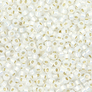 Rocailles Miyuki 11/0 Gilt lined white opal 11-551