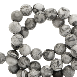 Perline in pietra naturale 6 mm grigio luna
