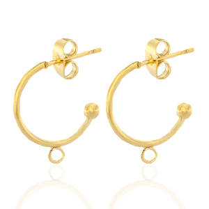 Orecchini in acciaio inossidabile a cerchio con anellino 15mm oro
