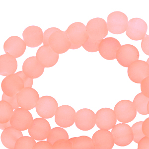 Perline di vetro 6 mm opache arancione corallo neon
