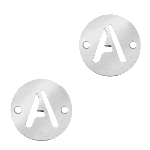Ciondoli in acciaio inossidabile distanziatore 10mm lettera A moneta argento