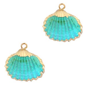 Pendenti di conchiglia prodotti speciali conchiglia cuore di mare oro-blu turchese
