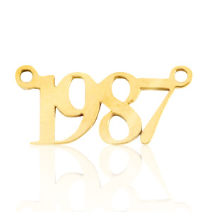 Ciondoli in acciaio inossidabile distanziatore anno 1987 oro