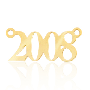 Ciondoli in acciaio inossidabile distanziatore anno 2008 oro