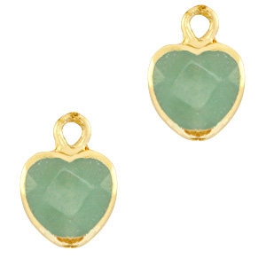Ciondoli in pietra naturale cuore verde oceano-oro