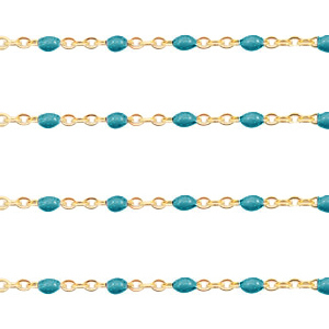 Componenti in acciaio inossidabile 1 mm catena stile rosario blu pavone bellissimo-oro