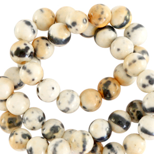 Perline in pietra naturale 6 mm  tonda beige-nero