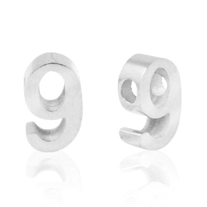 Perline in acciaio inossidabile con disegno numero 9 argento