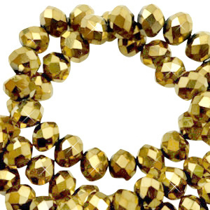 Perline sfaccettate 4x3 mm rondella cristallo oro dorato metallizzato