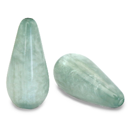 Perline Polaris Elements a forma di goccia Mosso lucida verde granito