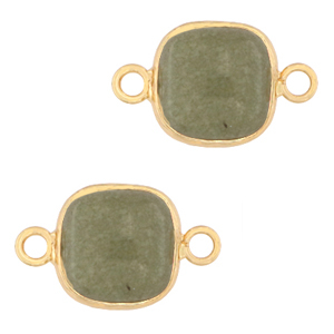 Ciondoli in pietra naturale distanziatori 12x12mm verde giada grigiastro-oro