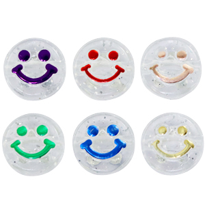Perline alfabeto in acrilico smiley trasparente-multicolor
