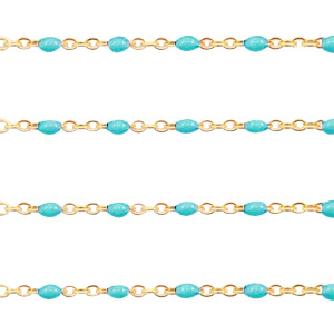 Componenti in acciaio inossidabile 1 mm catena stile rosario blu turchese-oro