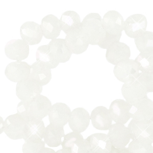 Perline sfaccettate 4x3 mm rondella bianco margherita-effetto perlato