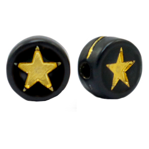 Perline alfabeto in acrilico stella Nero-oro