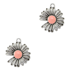 Ciondoli di metallo DQ Margherita argento antico-rosa (privo di nichel)