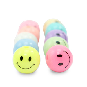 Perline in acrilico 8 mm smiley multicolore