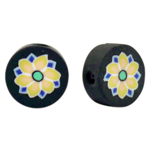 Perline di polimero fiore nero-giallo