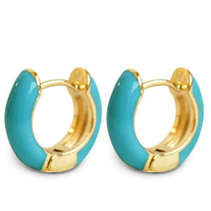 Orecchini alla moda a cercio smalto 15mm turchese-oro