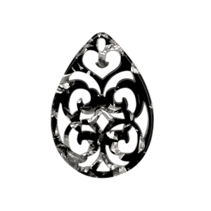 Pendenti in resina barocco goccia argento-nero