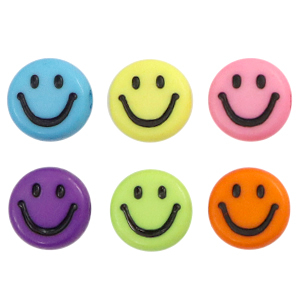 Perline alfabeto in acrilico smiley multicolore