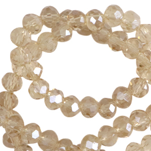 Perline sfaccettate 8x6 mm rondella beige latte-effetto perlato